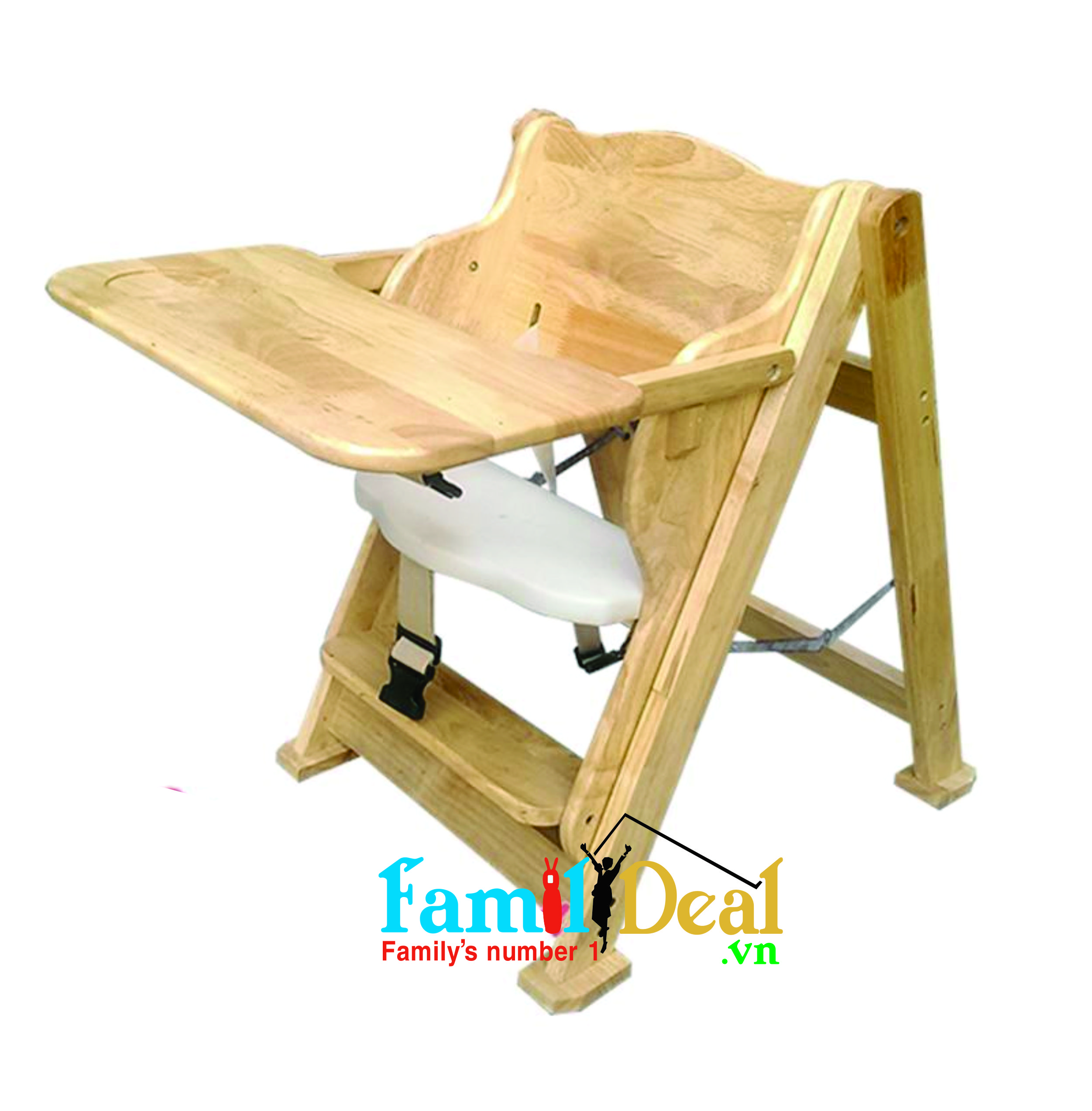 Ghế ăn bột bằng gỗ điều chỉnh độ cao